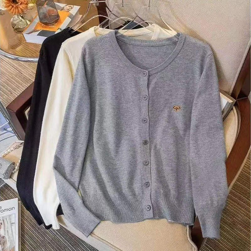 简瑶4店大码女装秋冬新款重工刺绣开衫小熊针织宽松开衫外套长袖