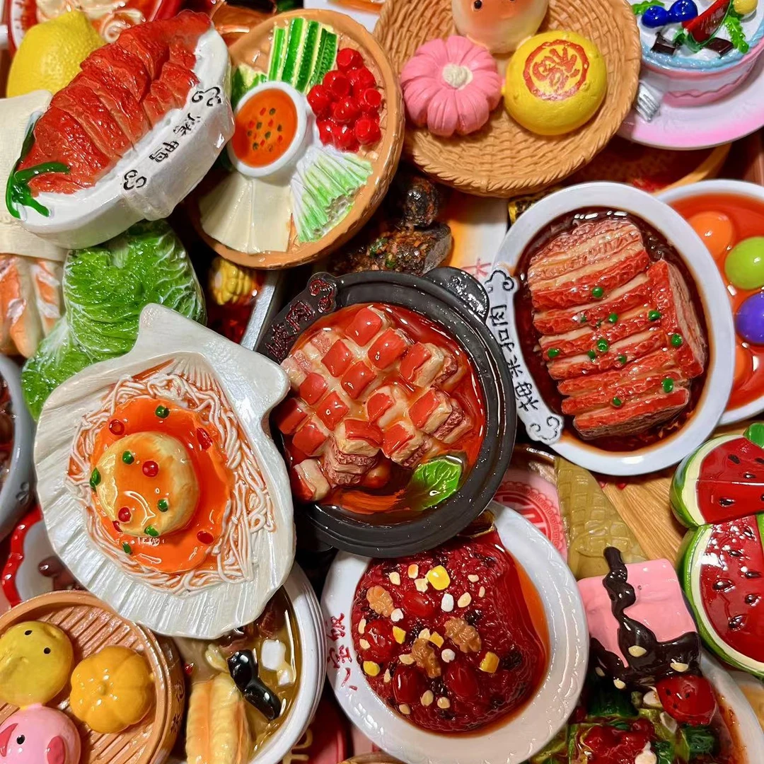 直播拆盲袋手工树脂冰箱贴大食玩