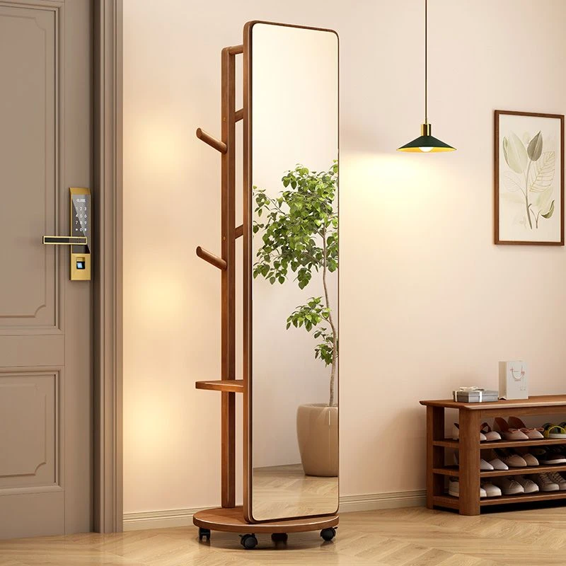 【小扬哥推荐】穿衣镜全身落地镜家用实木多功能可移动挂衣架卧室一
