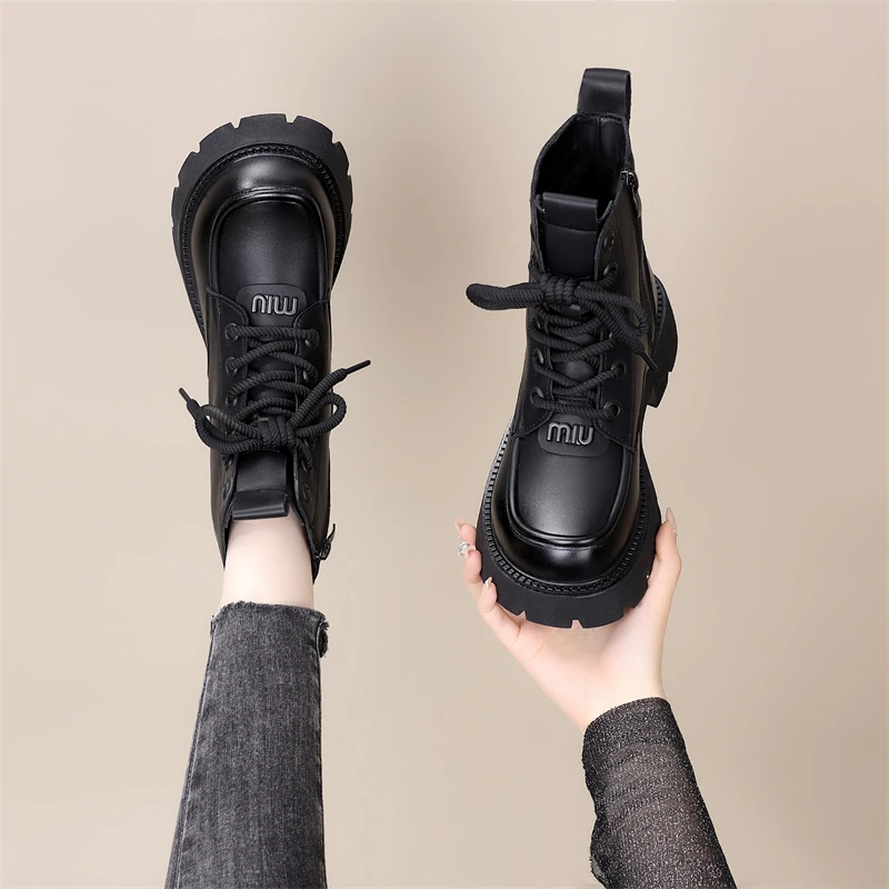 韩版大头马丁靴女2024年秋季新款爆款单靴子厚底时尚百搭短靴显瘦