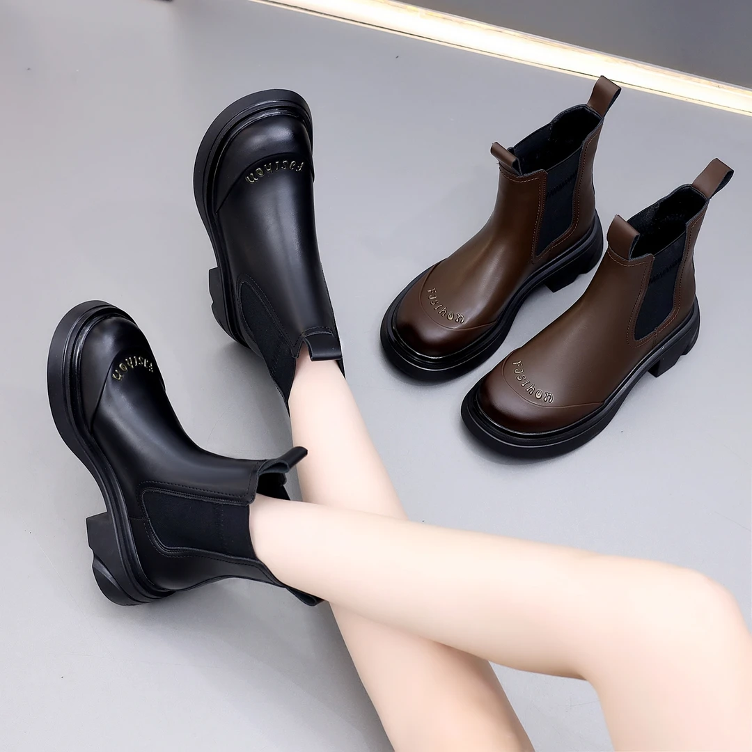 厚底马丁靴女2024年新款厚底秋冬英伦风时尚单靴百搭网红爆款短靴