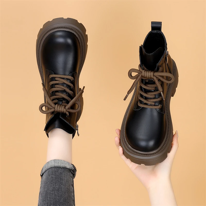 厚底马丁靴女2025年新款网红爆款美拉德靴子秋冬季加绒加厚短靴子