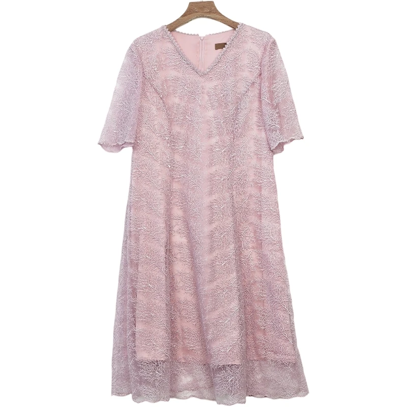 慕天姿女装新款洋气通勤粉女连衣裙-16591