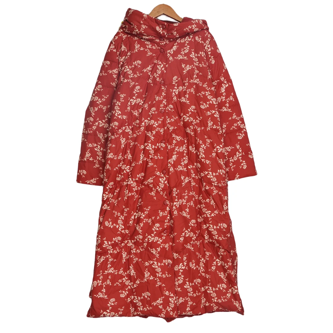 遇见某天精选女装新款款国风冬季红花女士防寒服-090088