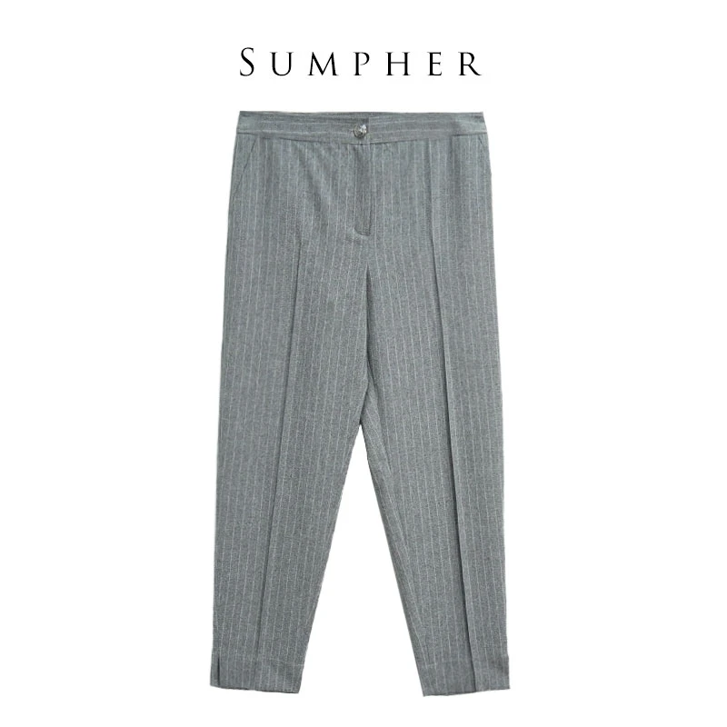 LAI睐折扣女装新款洋气通勤百搭浅灰女裤子-620626