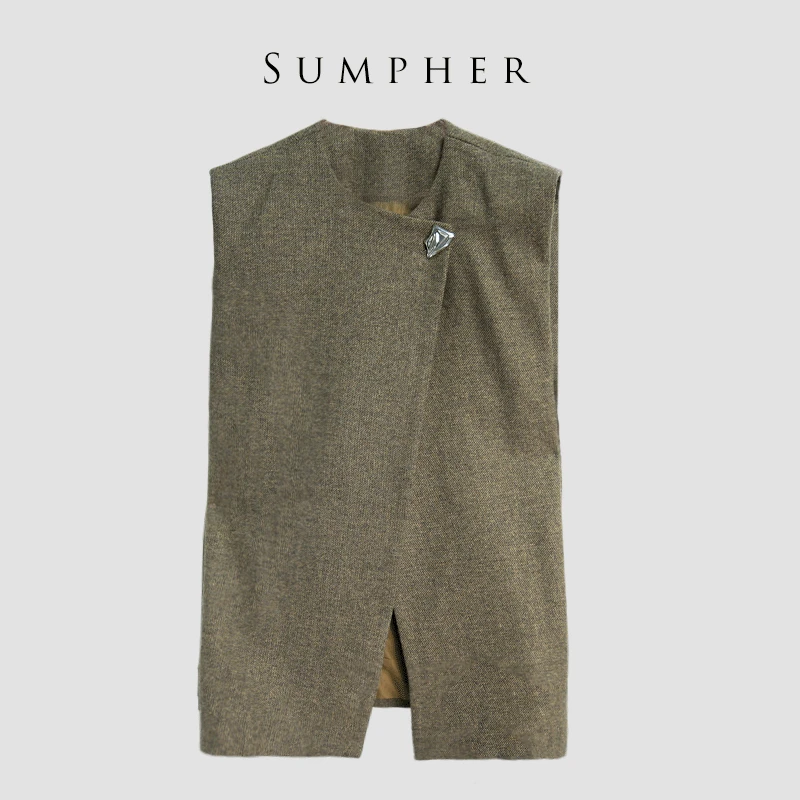 AM路卡西品牌撤柜玛菲女装气质百搭高端气质通勤卡其色上衣-90120