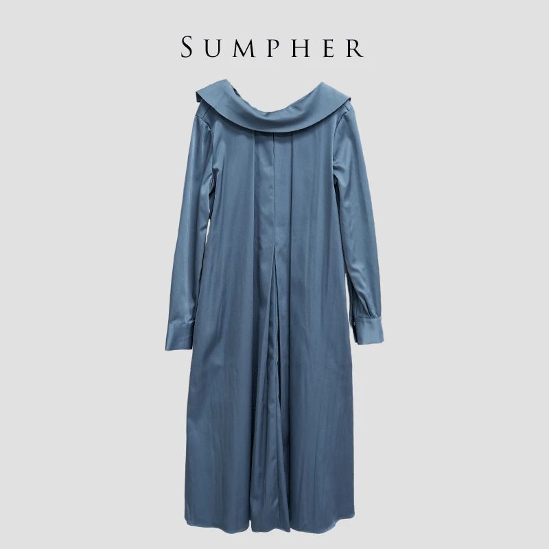 【广州杰哥Jack】Sumpher卓家专柜新款时尚高端灰蓝色连衣裙-3586