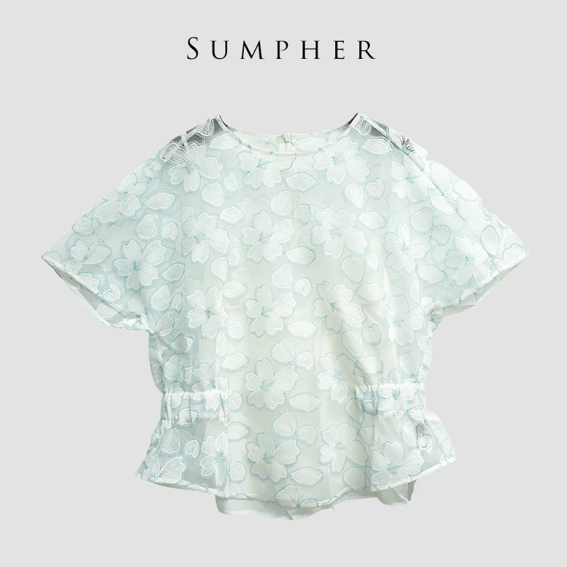 【广州杰哥Jack】Sumpher米家专柜新款百搭气质蓝提花色上衣-14069