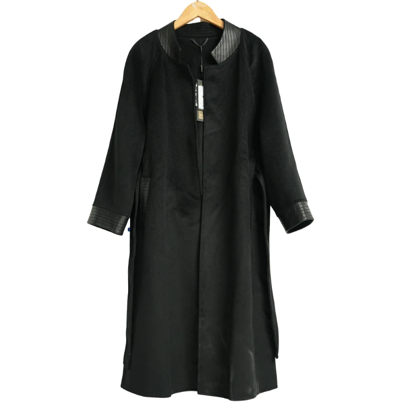 【银钻大衣】A0精选玛菲高端洋气气质秋冬黑色女大衣-B99008