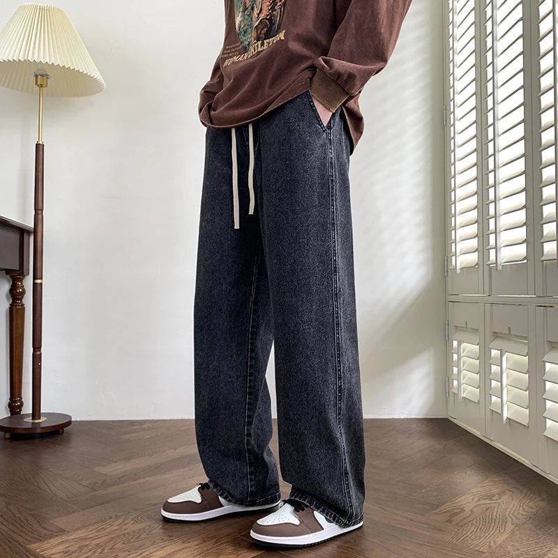 牛仔裤男士直筒阔腿裤潮ins宽松百搭痞帅休闲港风高街韩版牛仔裤