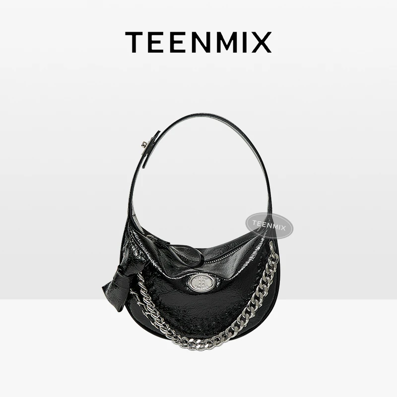 天美意女包2025新款欧若智性风枫叶纹牛皮包单肩包礼物斜挎包