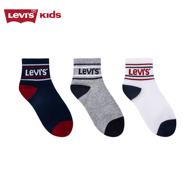 Levi’s/李维斯儿童袜子中长袜子时尚休闲透气3双装 LVB-3Q-0345