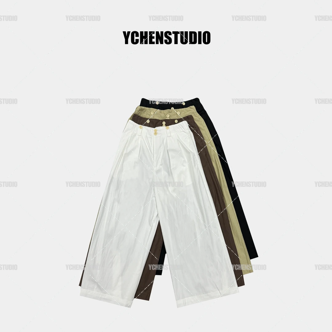 YCHENSTUDIO四粒扣阔腿裤九分时尚夏季8069