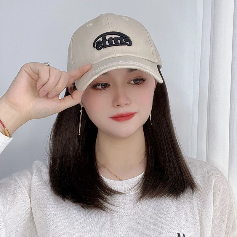 帽子假发女一体时尚显脸小棒球鸭舌帽短直发锁骨发网红韩版假发帽