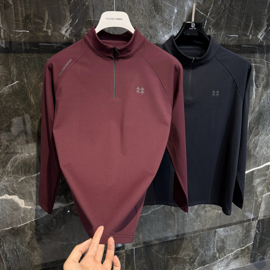 秋冬加绒加厚百搭半拉链长袖POLO衫亲肤弹力户外卫衣