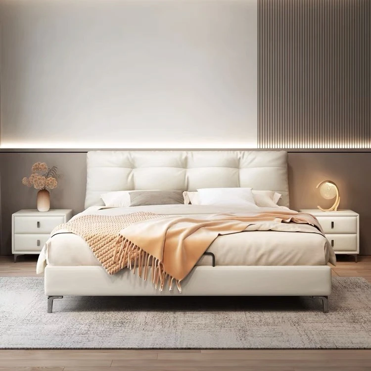 【GVCCl】仙女床网红主卧床意式极简头层牛皮羽绒包软床主卧双人床