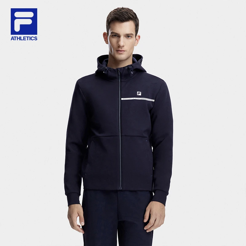 Fila/斐乐秋冬男子【时尚弹力长袖外套】针织连帽上衣A11M 341502