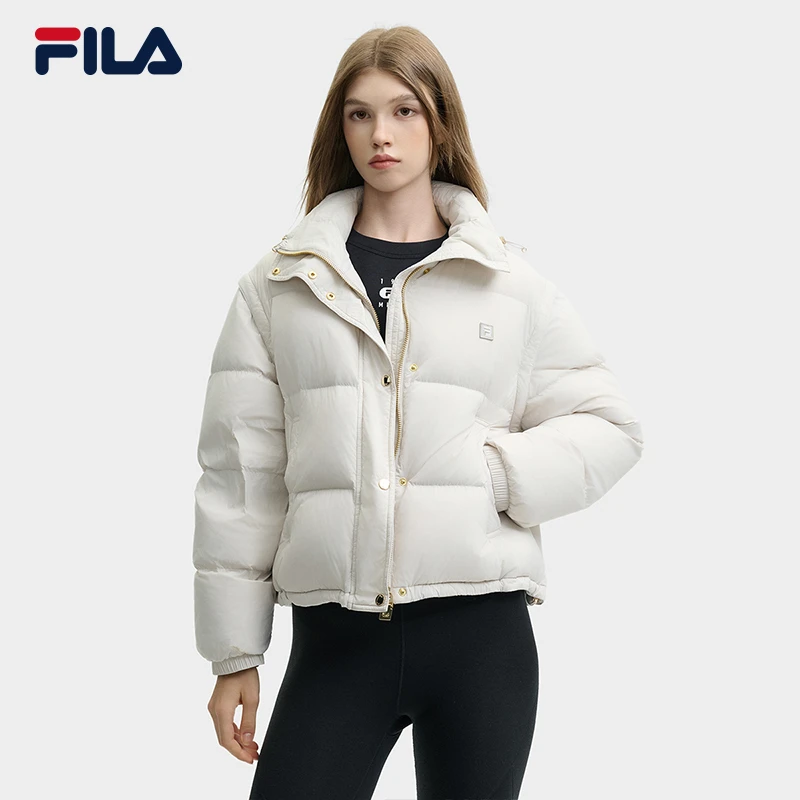 Fila/斐乐女【保暖连帽运动羽绒服】春季短款时尚面包服F11W445901F