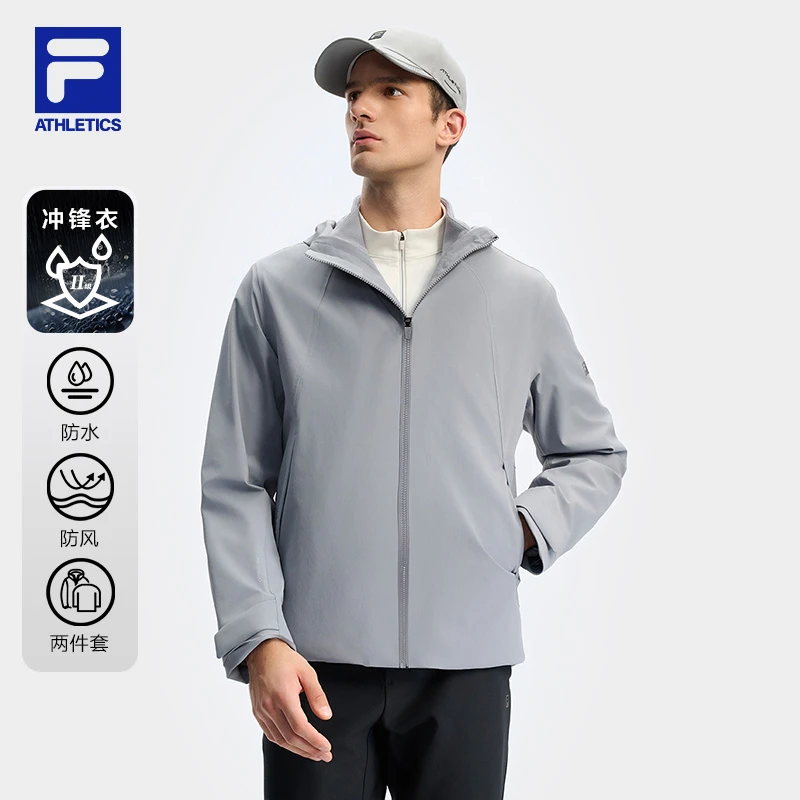 Fila/斐乐男【斐护冲锋衣两件套】防水加绒内里连帽外套A11M441710F