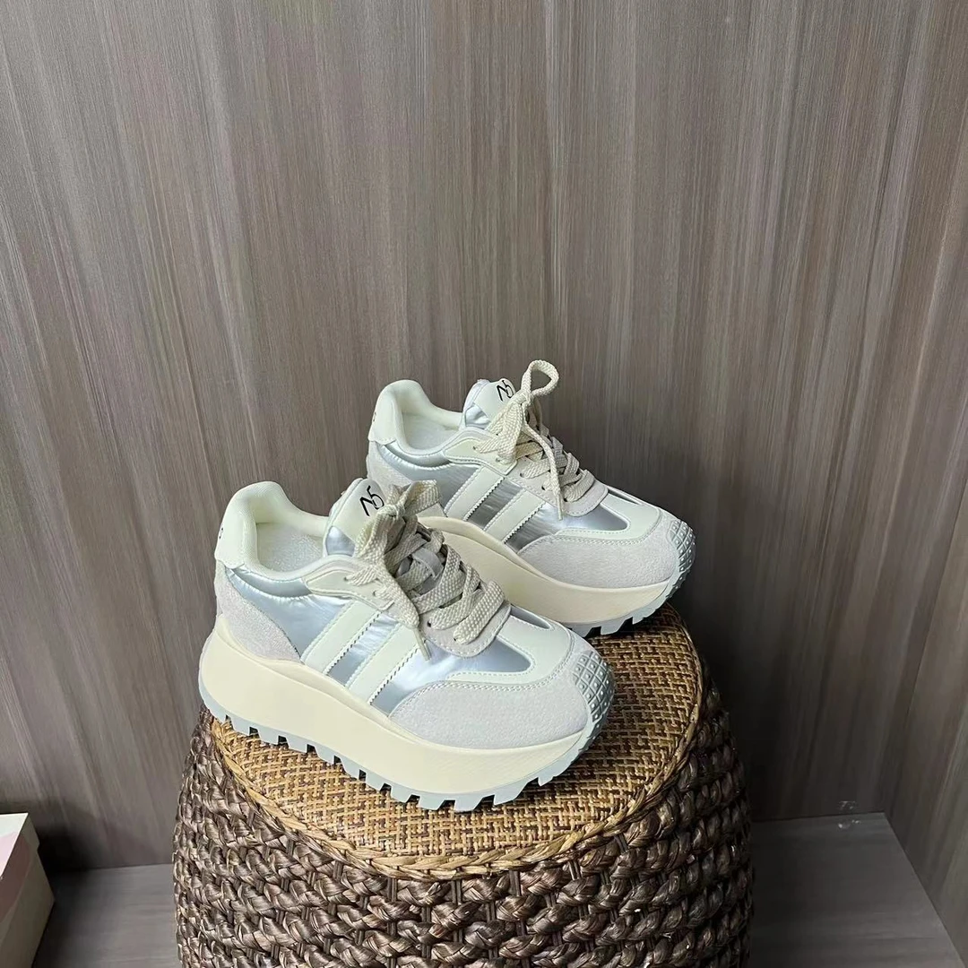 增高8CM2024年新款时尚百搭透气拼色厚底内增高小个子女鞋A2357