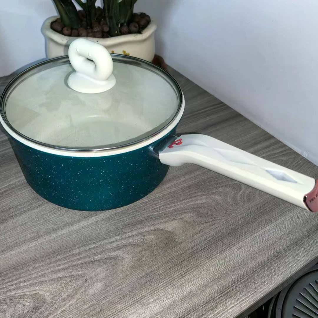 22cm小卡磨标奶锅绿色带盖家用轻油烟焖炖煮辅食锅不挑灶具微瑕