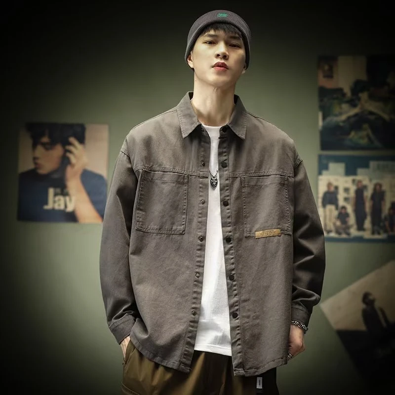 春季简约夹克衬男士韩版潮流休闲外穿上衣春秋薄款外套男2023新款