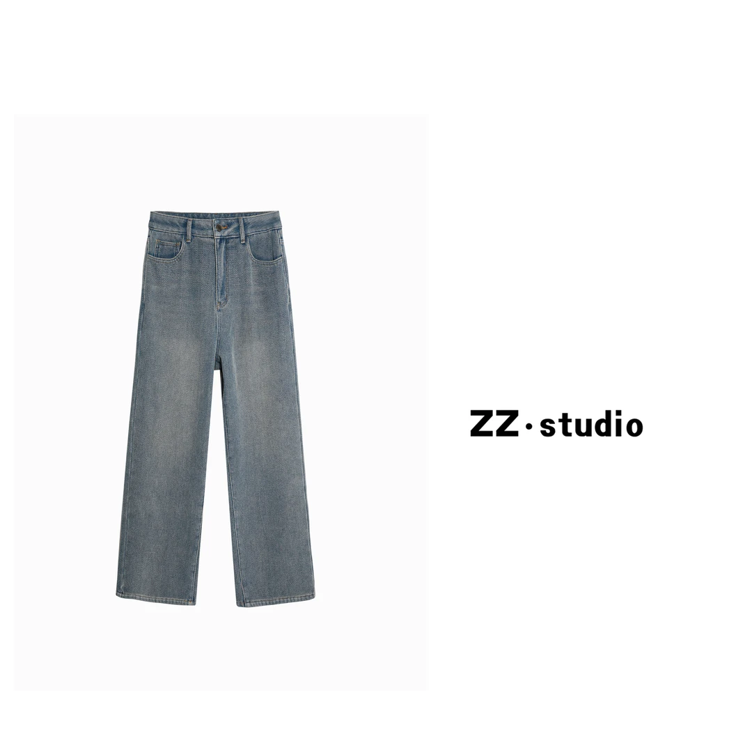 By张胖胖版型定制加绒显瘦高腰直筒百搭遮肉牛仔裤【清仓专属】A149