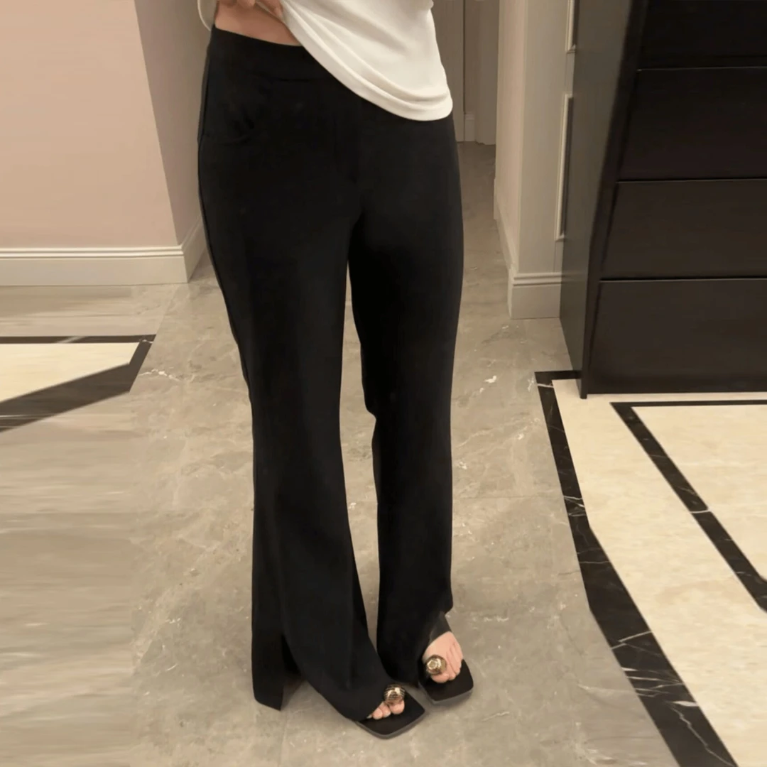 By张胖胖版型定制 高弹微喇裤 时尚春季百搭高腰遮胯显瘦裤子A141