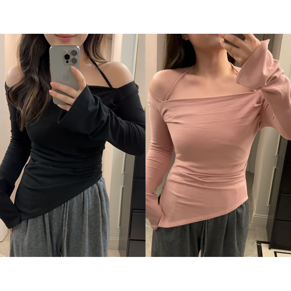 By张胖胖版型定制 一字美学 春季时尚加厚休闲保暖显瘦打底衫A171