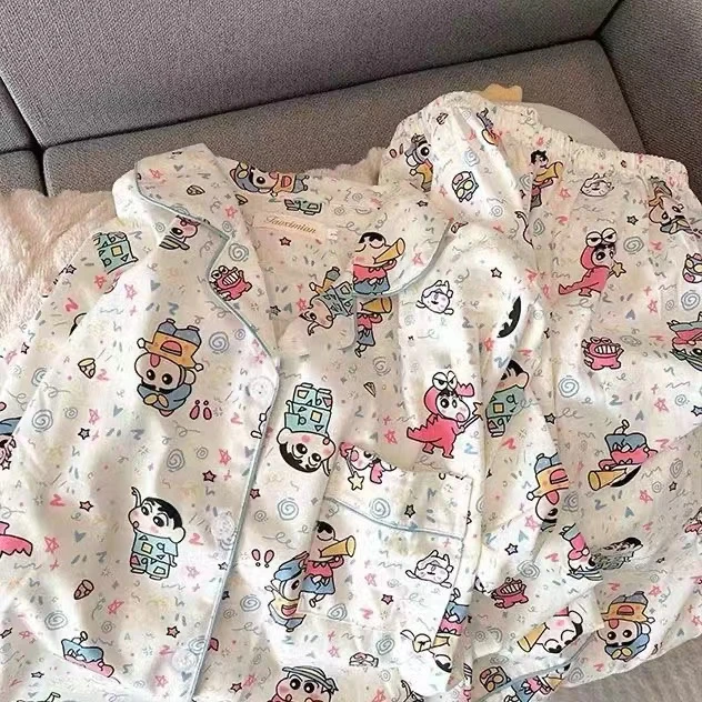 春秋款睡衣女长袖长裤云朵棉卡通薄款ins少女学院风家居服两件套