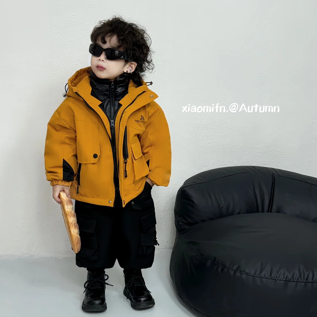 【现货】口渴小鱼羽绒服韩版男童2024冬季新款棉服外套痞帅DK613