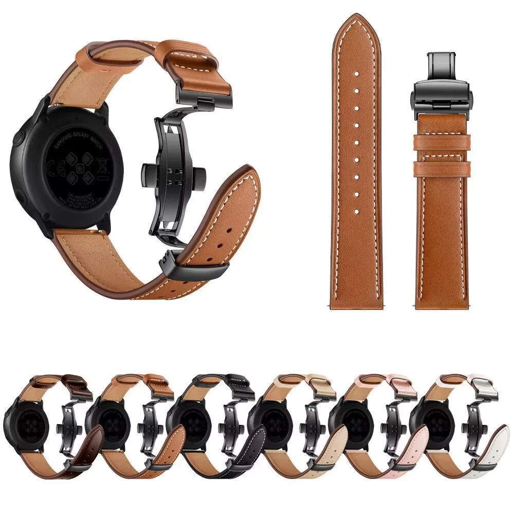 适用华为GT3表带gt4皮质表带watch3智能4pro荣耀2蝴蝶扣GS3通用款