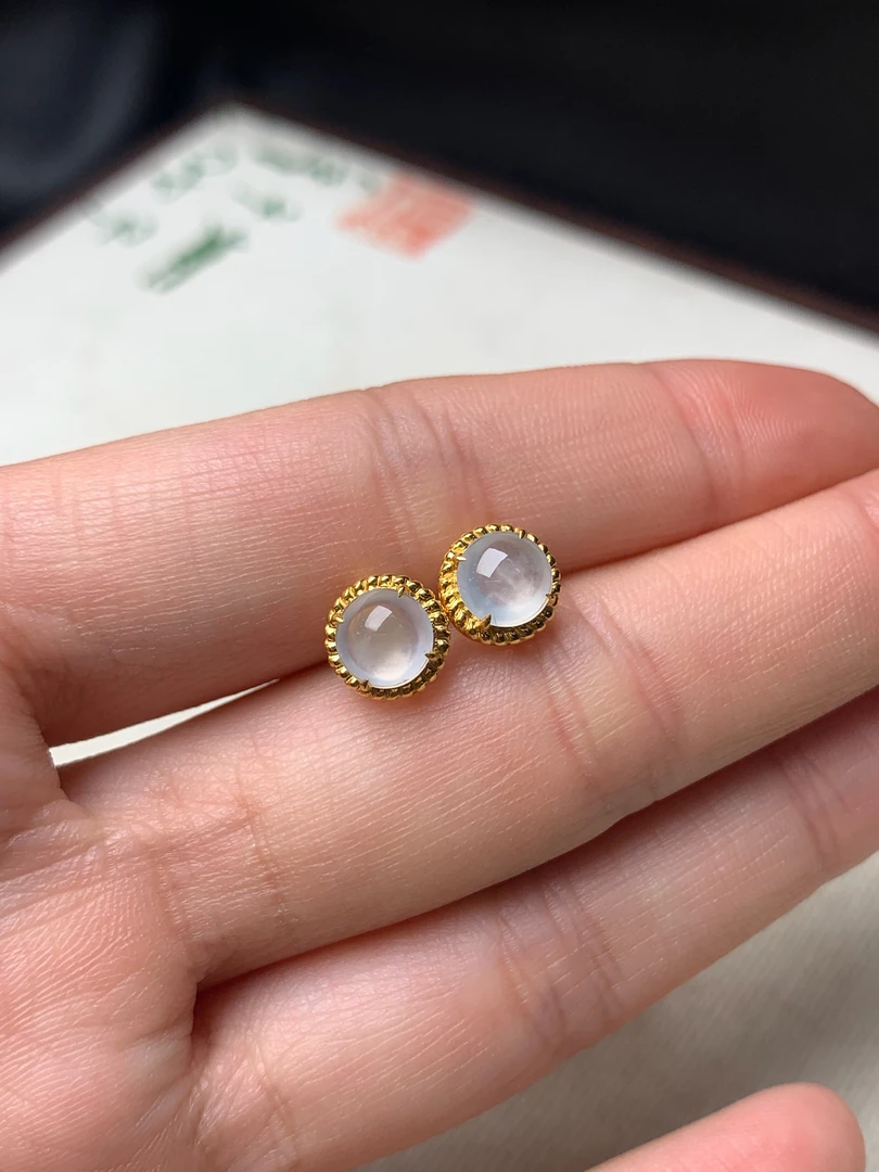 白冰耳钉高冰底子细腻干净起荧双眼皮#货号0126