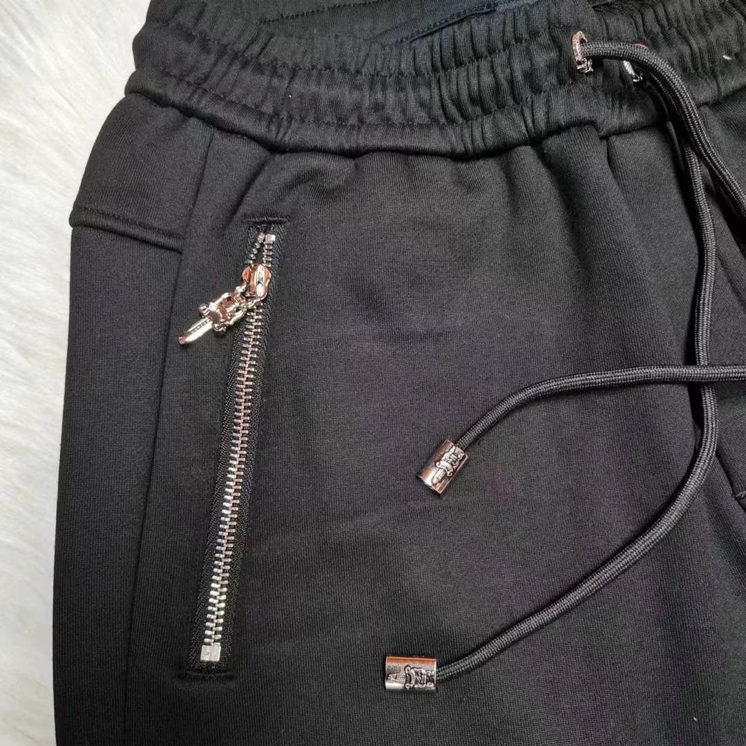902秋冬加绒束脚裤休闲长裤松紧腰弹力运动修身卫裤重工刺绣