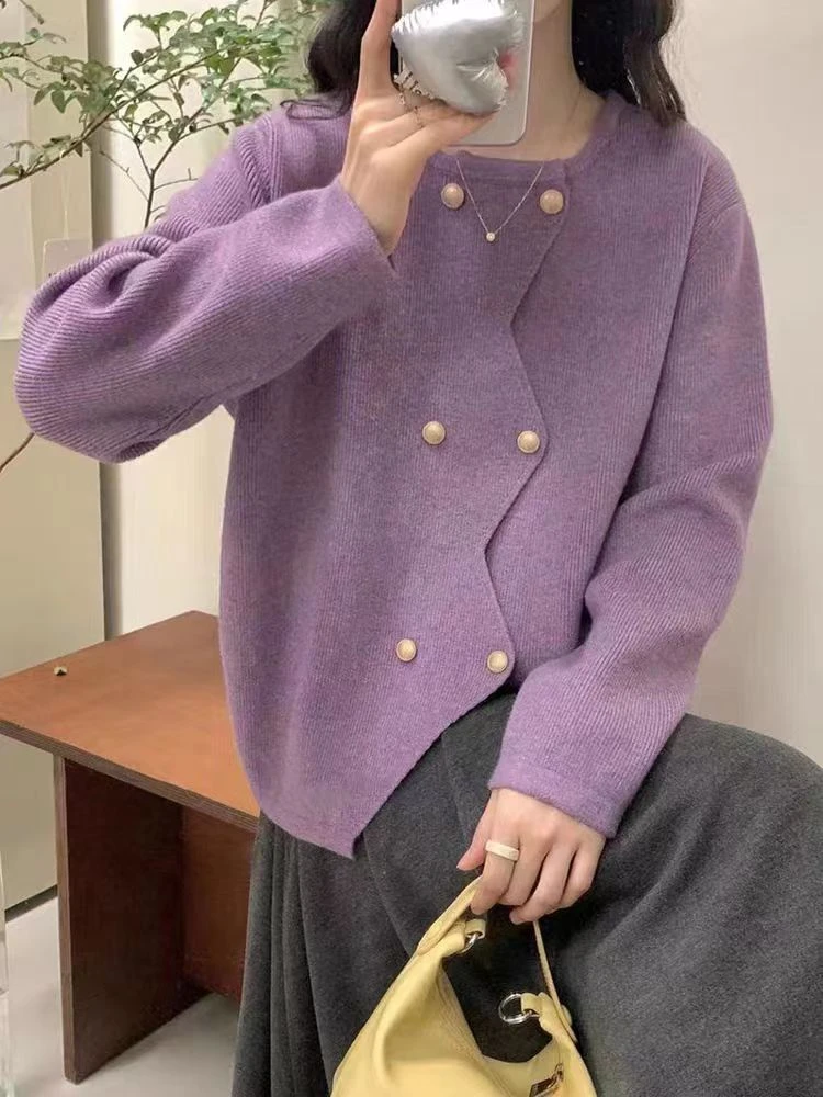 【121-140】秋冬新款小香风格子时尚千鸟格毛衣休闲针织毛衣女