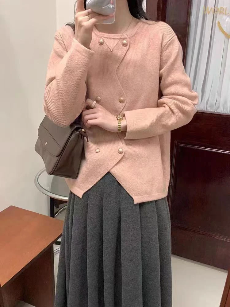 【101-120】秋冬新款小香风格子时尚千鸟格毛衣休闲针织毛衣女
