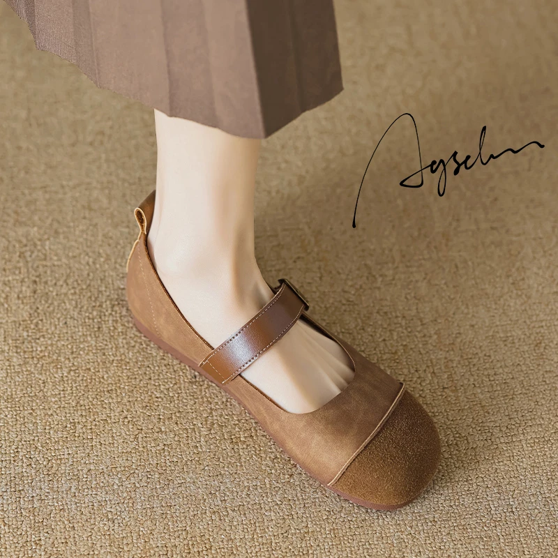 奥古狮登玛丽珍女鞋平底单鞋2025新款夏季浅口芭蕾女鞋豆豆凉鞋女