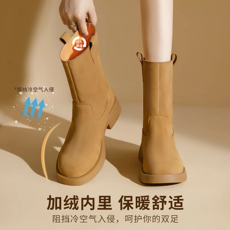 奥古狮登厚底马丁靴女2023新款秋冬季增高百搭瘦瘦靴英伦风短筒靴