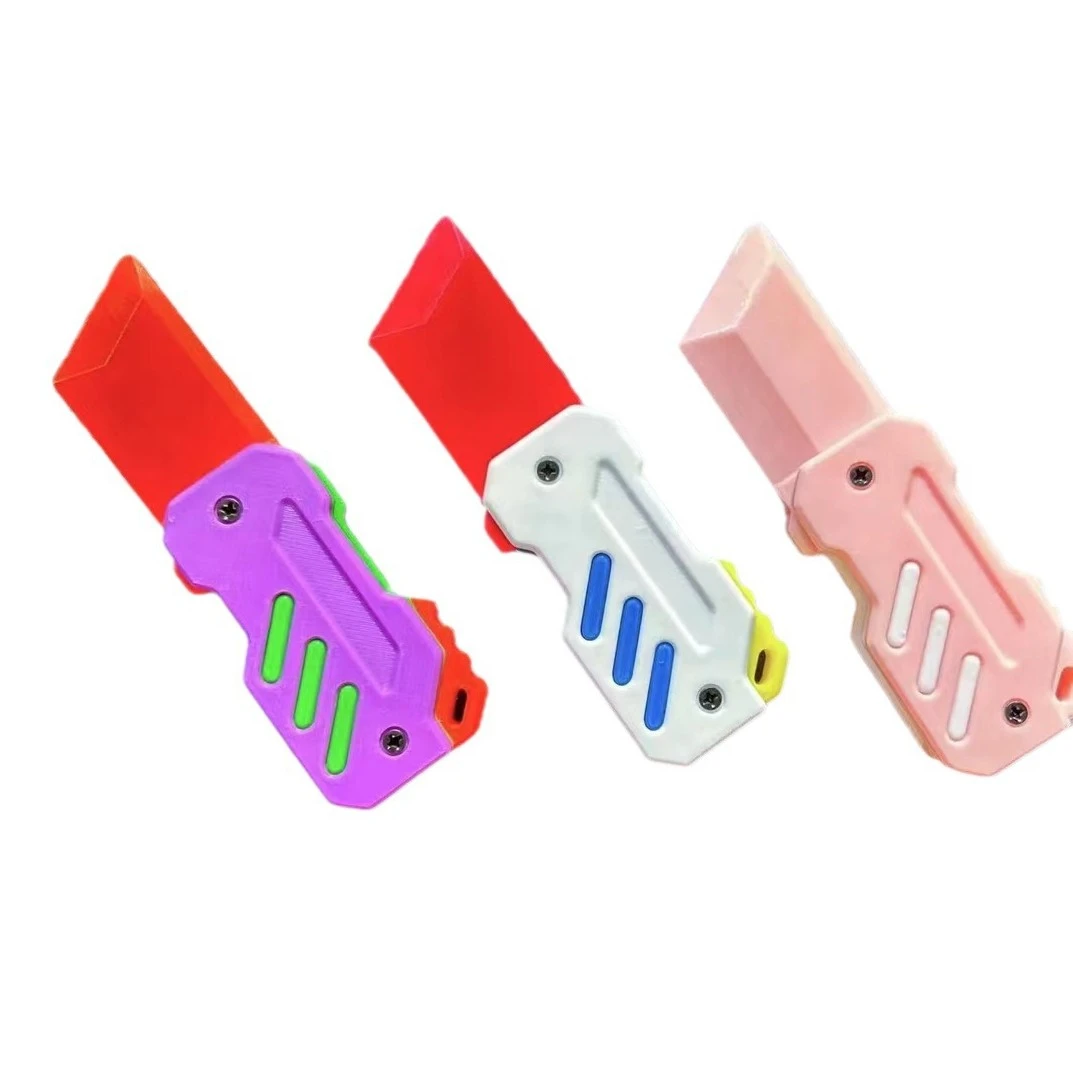 解压玩具网红同款3D打印废柴小刀玩具重力直跳萝卜刀挂件创意玩具