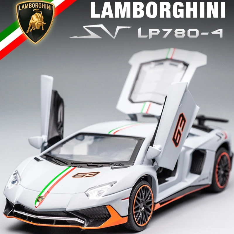 仿真1:32兰博LP770赛道版合金车模型声光回力开门玩具跑