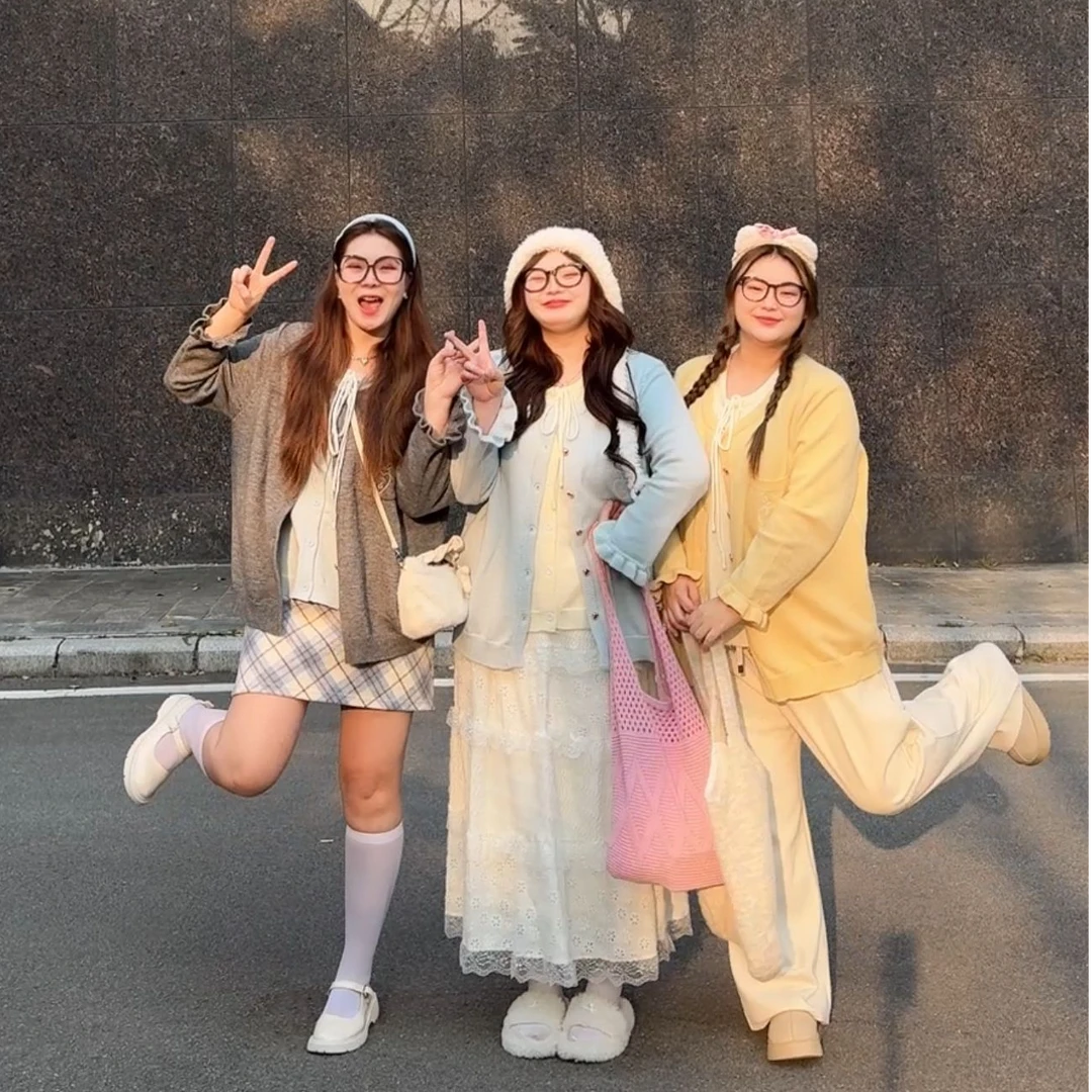 3306大码女装圆领假两件针织衫女新款蝴蝶结宽松复古开衫外套上衣