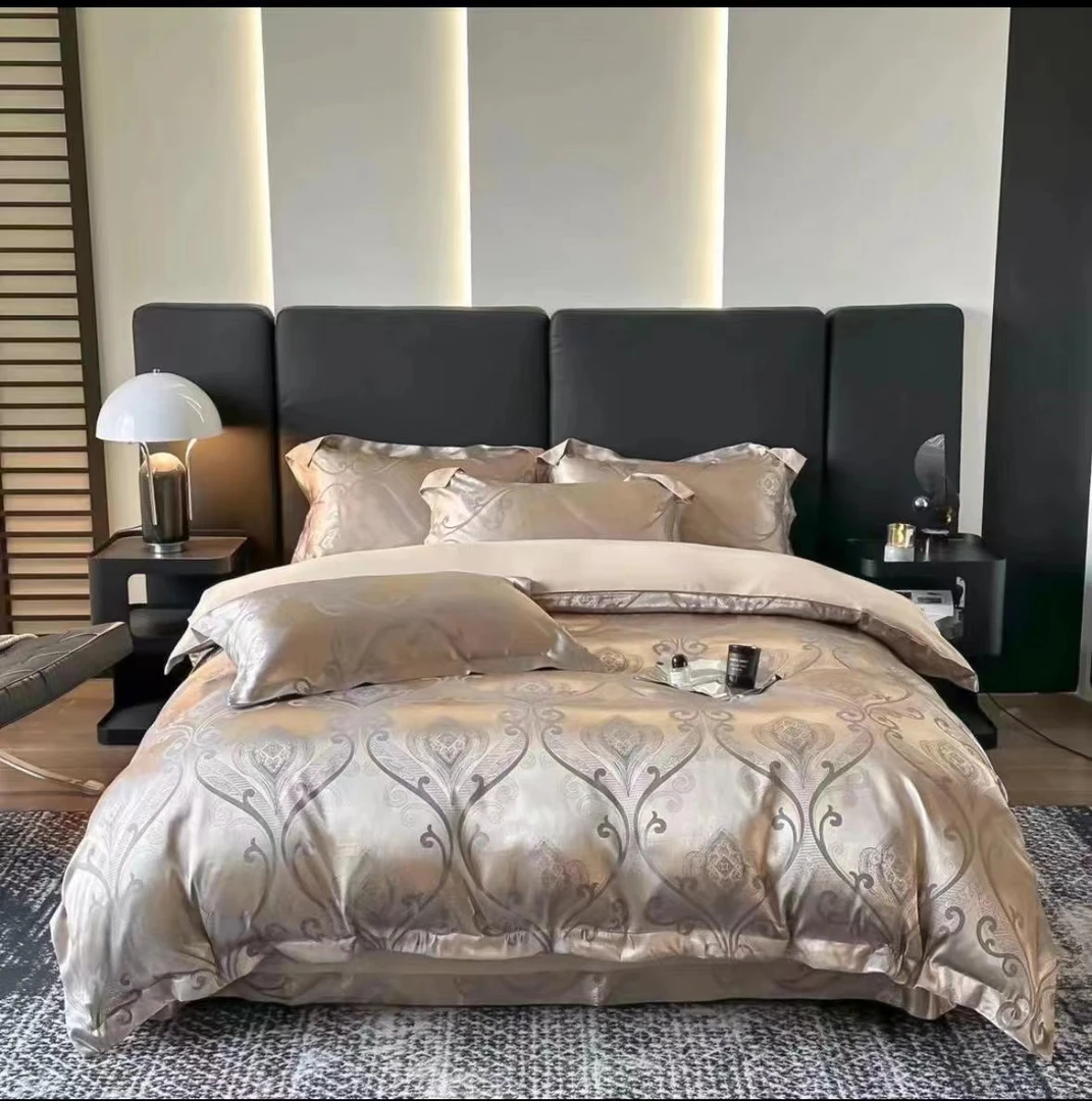 奥罗  轻奢贡缎色织提花四件套透气亲肤四季款