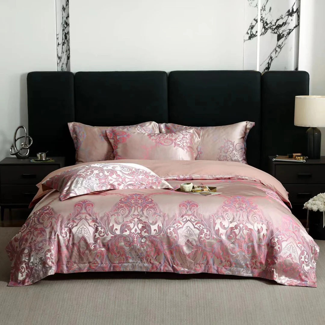 爱琴海 轻奢贡缎色织提花四件套透气亲肤四季款