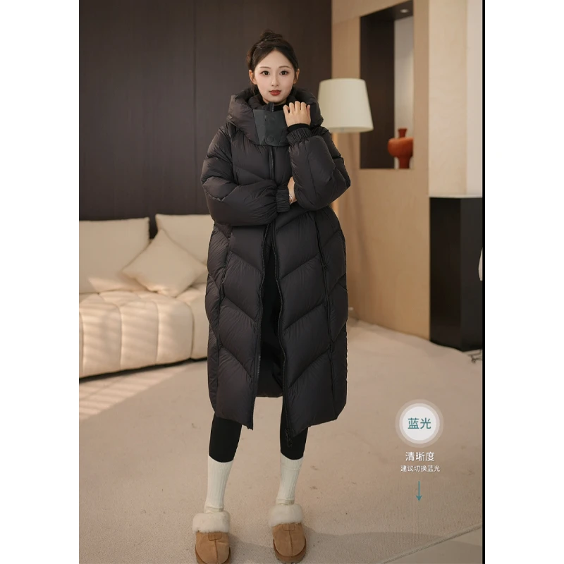 95新国标白鸭绒泡芙连帽加厚冬季长款显瘦保暖羽绒服