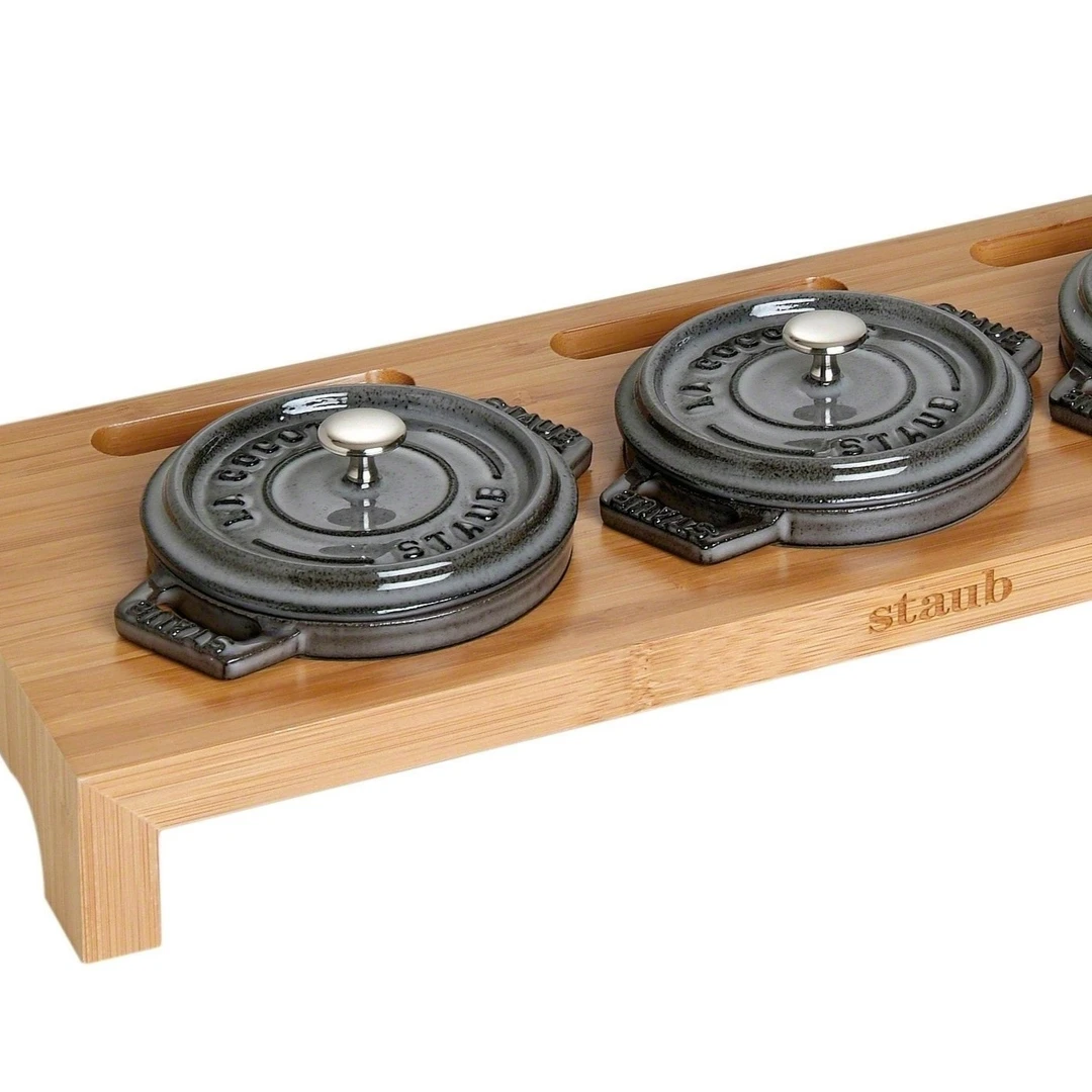 staub/珐宝 厨房方形小型嵌入式竹制支架圆形3孔  厨房颜值好物 C