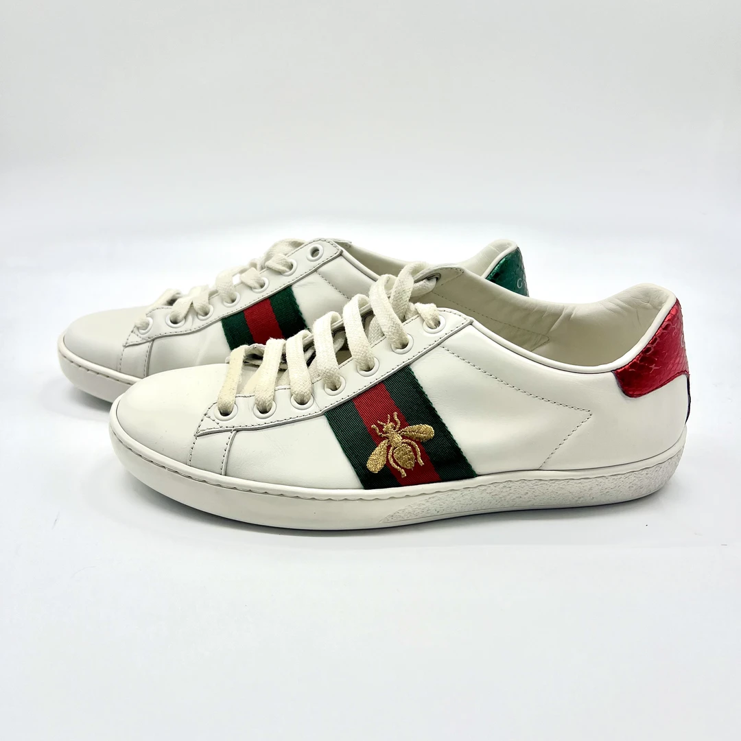 古驰/Gucci/蜜蜂刺绣白色板鞋女士/36码/非全新