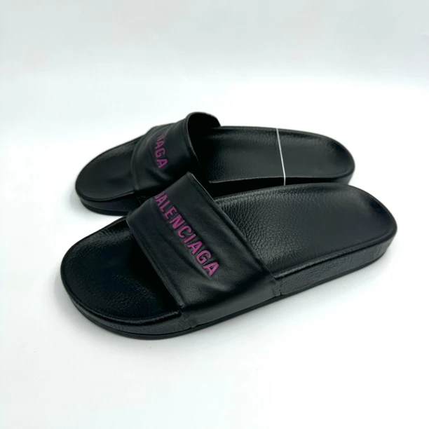 Balenciaga/巴黎世家/黑粉logo拖鞋/38码/非全新