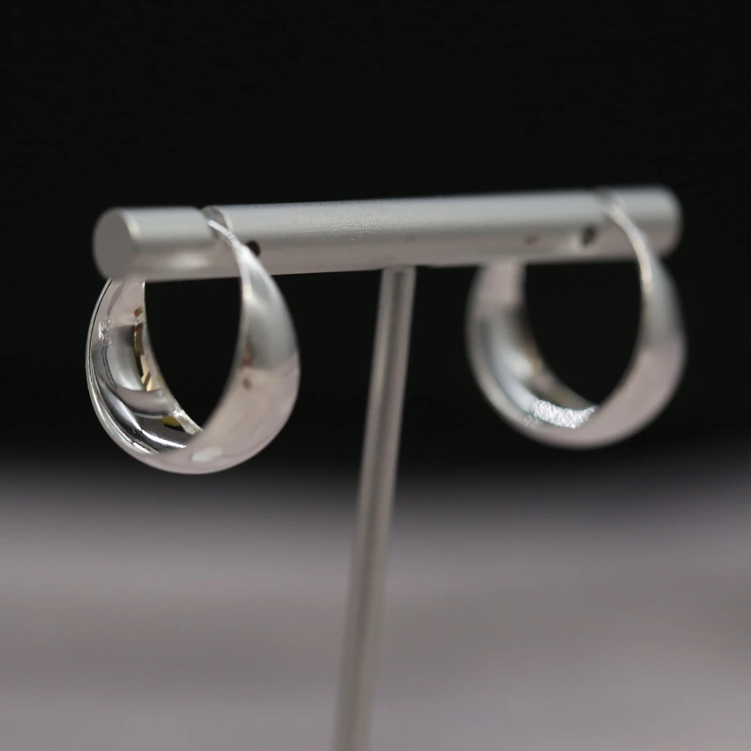 足银耳饰 双十一光面银耳圈百搭的耳圈