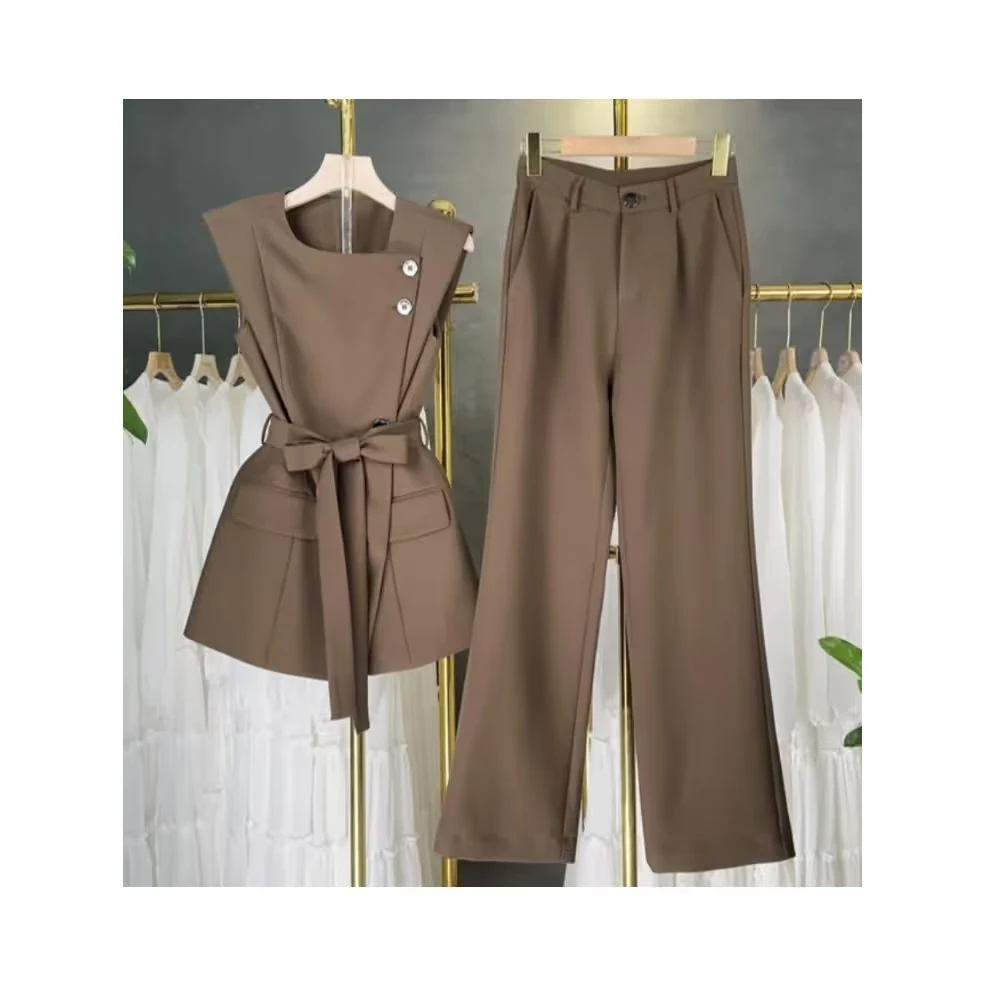 【8192套装-YR】2024年时尚气质收腰百搭轻奢设计感套装