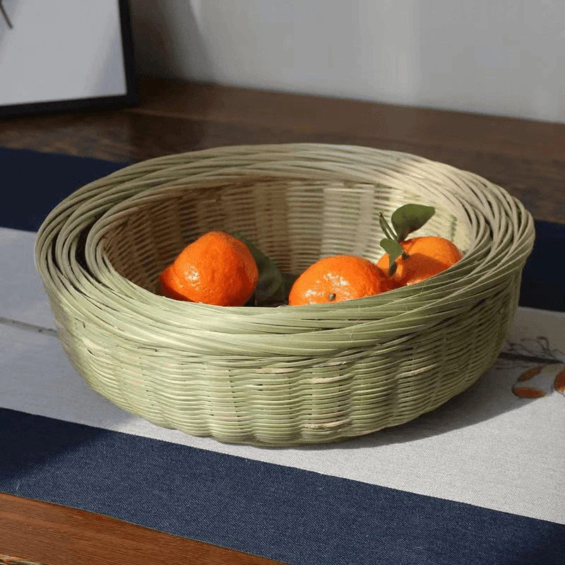 Ａ竹编竹青丝篮馒头筐三件套22/25/27厘米